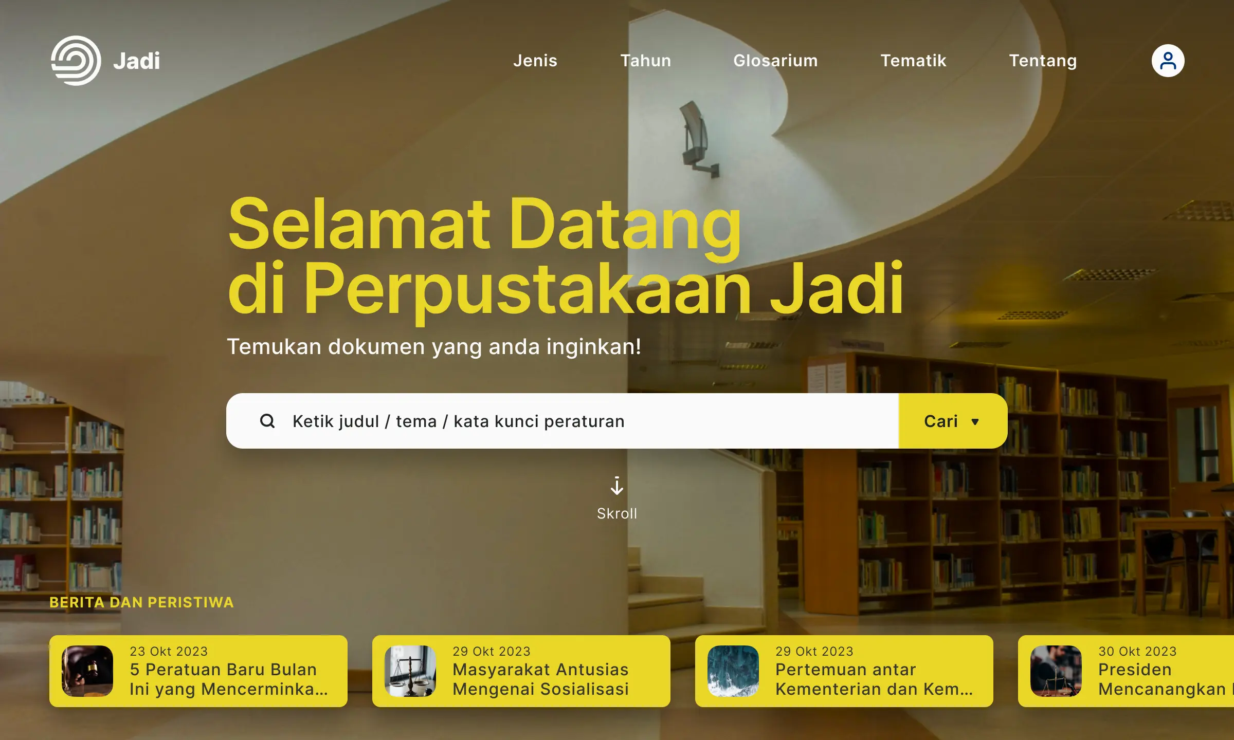 Jadi Homepage with Search Focus